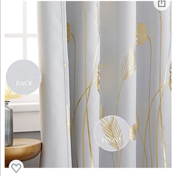 Grayish White with Gold Flower Drapes 52W X 82L (2 panels per package) NEW! - Picture 3 of 7